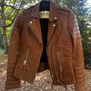 Dark tan leather jacket by Boda Skins